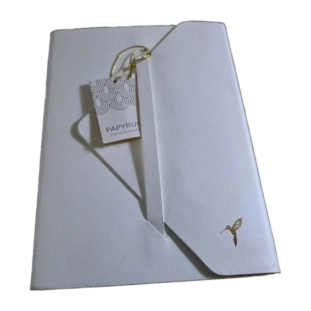 PAPYRUS Faux Leather Journal  240 Lined Pages 6x8 White NEW